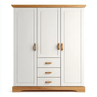 Armoire 3 portes bois 135x55x190 cm - blanc - rangement domestique style classique-Dadorjanest