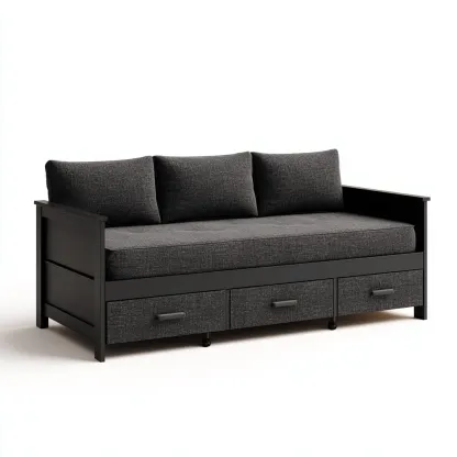 Canapé lit avec rangements intégrés 200x90x75 cm - Bois noir et Gris foncé - Style moderne-Dadorjanest