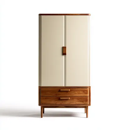 Armoire 2 portes bois 90x45x180 cm - beige - rangement domestique style moderne-Dadorjanest