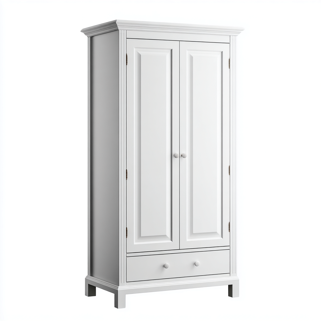 Armoire 2 portes bois 95x50x190 cm - blanc - rangement domestique style classique-Dadorjanest