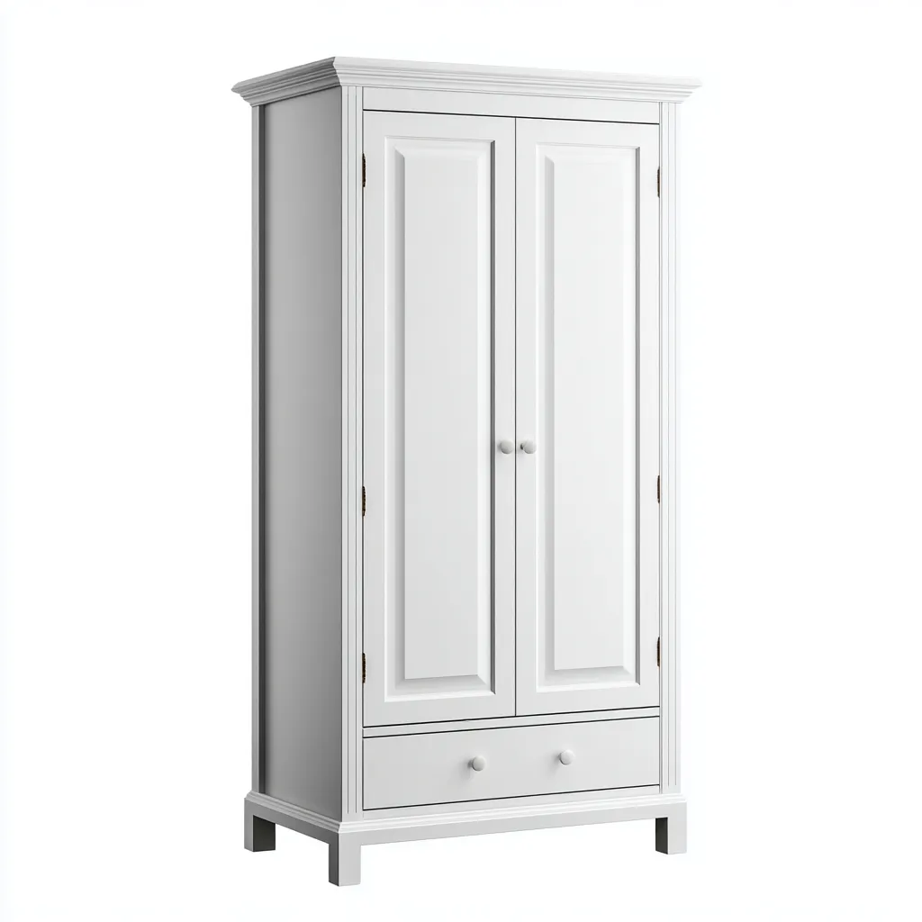 Armoire 2 portes bois 95x50x190 cm - blanc - rangement domestique style classique-Dadorjanest