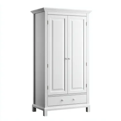Armoire 2 portes bois 95x50x190 cm - blanc - rangement domestique style classique-Dadorjanest