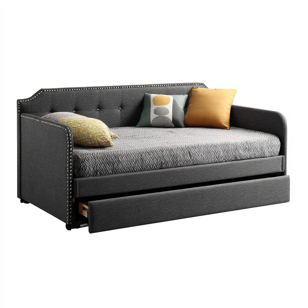 Canapé lit tissu 190x90x85 cm - gris foncé - style contemporain-Dadorjanest
