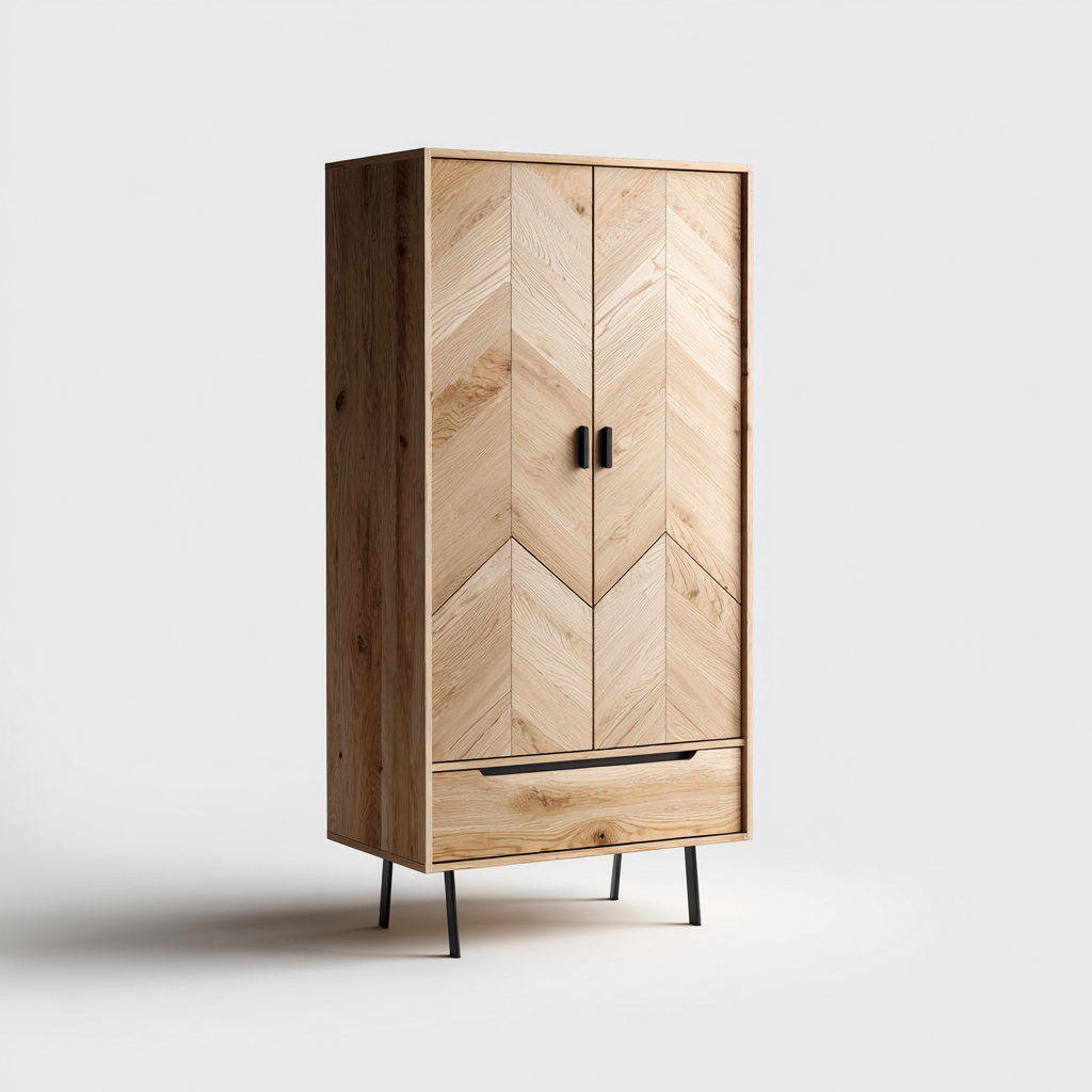 Armoire 2 portes en bois finition naturelle 90x45x180 cm - Bois naturel - Style contemporain-Dadorjanest