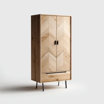 Armoire 2 portes en bois finition naturelle 90x45x180 cm - Bois naturel - Style contemporain-Dadorjanest