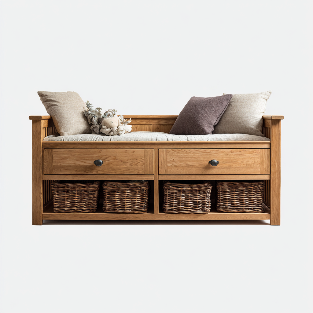 Canapé lit bois 180x80x85 cm - bois naturel - style rustique-Dadorjanest