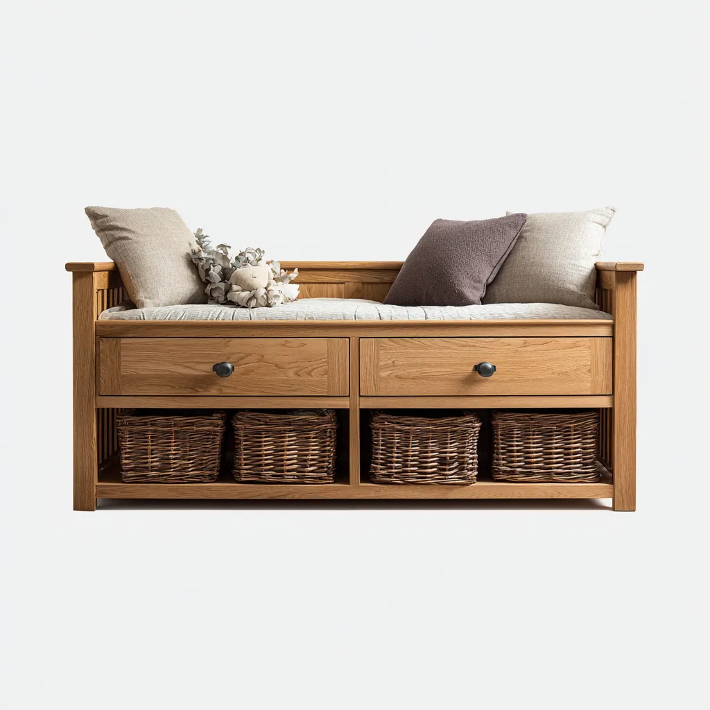 Canapé lit bois 180x80x85 cm - bois naturel - style rustique-Dadorjanest