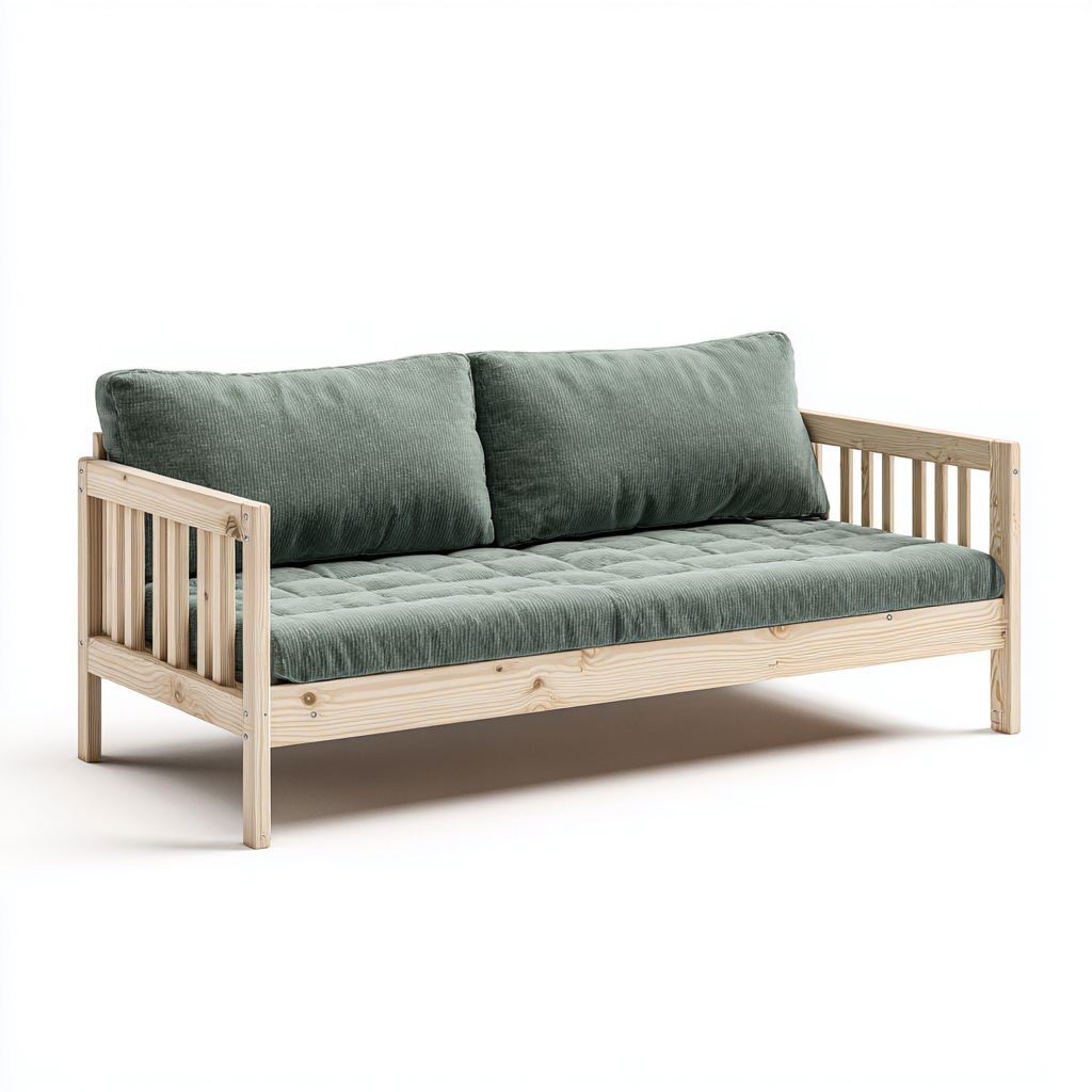 Canapé lit en bois 200x90x75 cm vert style naturel-Dadorjanest