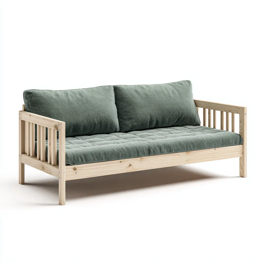 Canapé lit en bois 200x90x75 cm vert style naturel-Dadorjanest