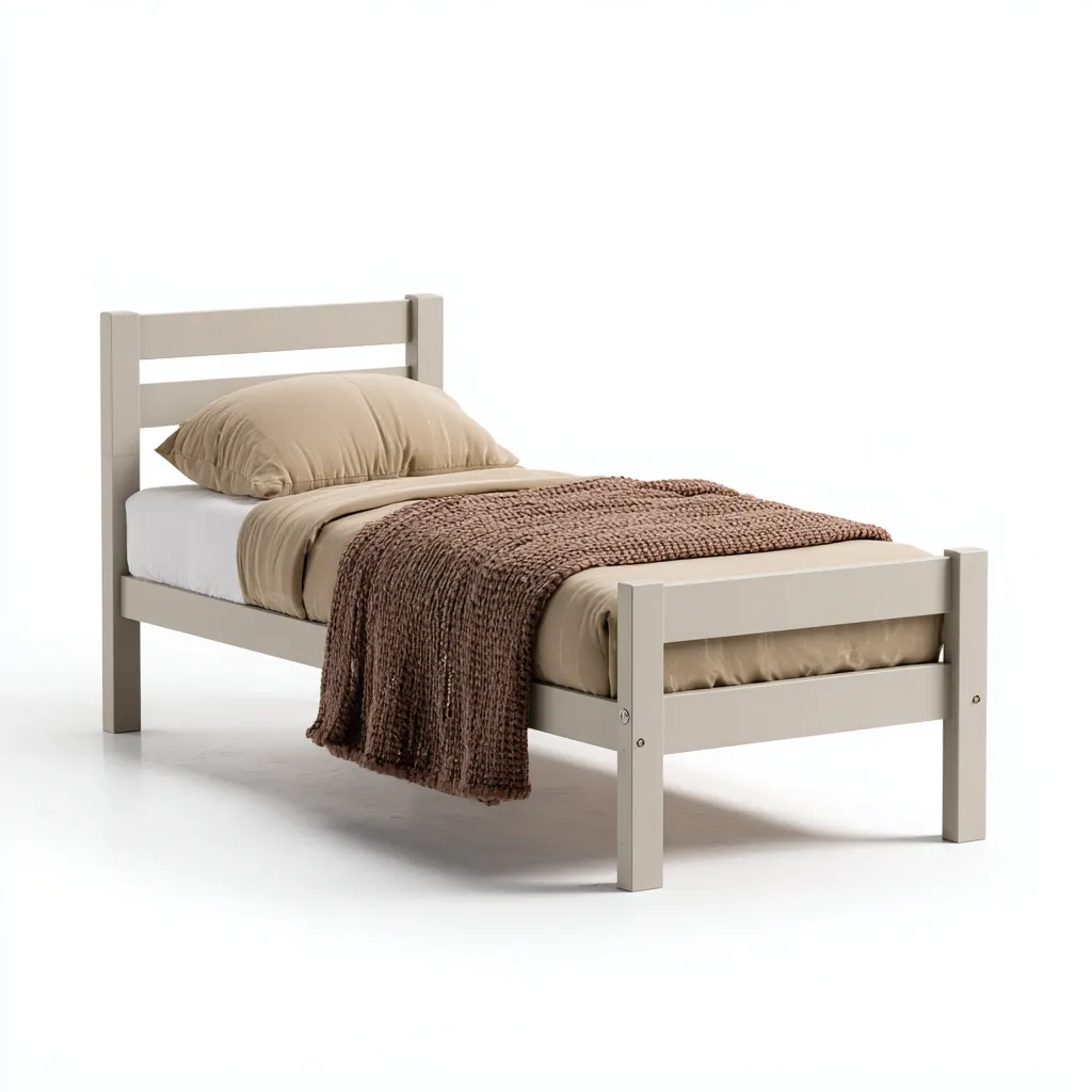 Lit simple en bois 200x90x85 cm - beige - design épuré-Dadorjanest