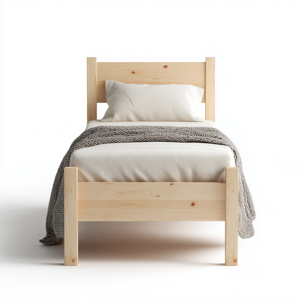 Lit simple en bois massif 200x90x85 cm - Bois naturel - Style scandinave-Dadorjanest