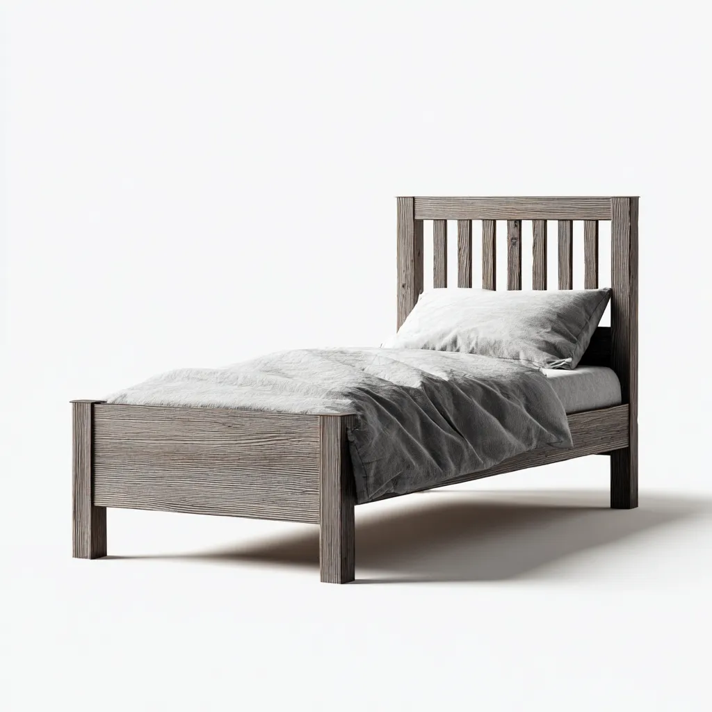 Lit simple bois 200x90x100 cm - gris - style rustique-Dadorjanest