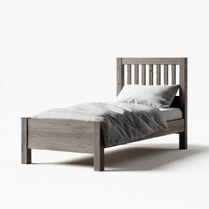 Lit simple bois 200x90x100 cm - gris - style rustique-Dadorjanest