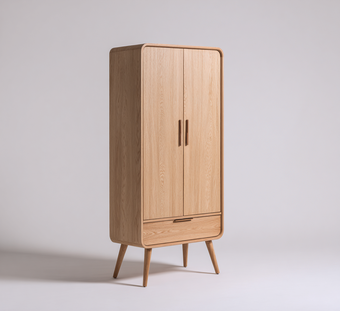 Armoire 2 portes bois 80x50x180 cm - bois naturel - design scandinave-Dadorjanest