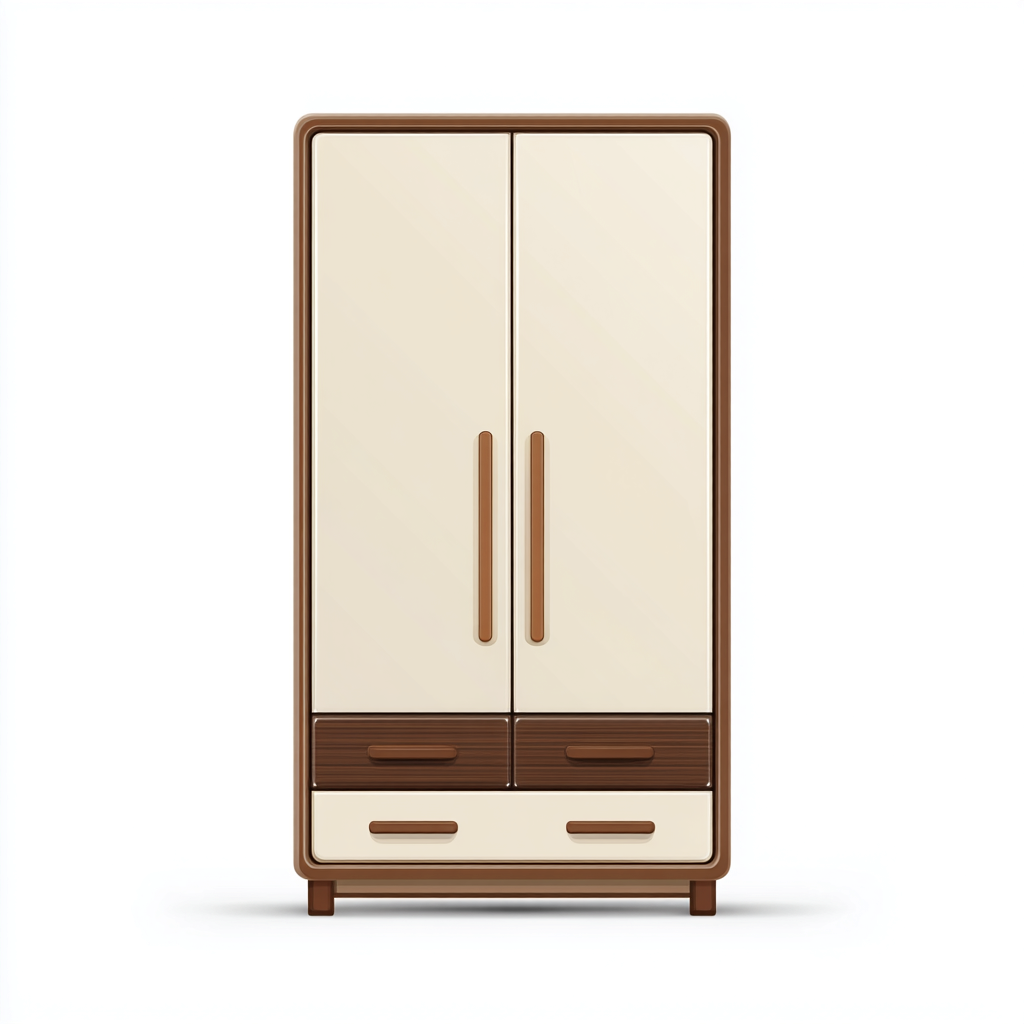 Armoire 2 portes 3 tiroirs 100x55x180 cm - beige et marron - style rétro-Dadorjanest