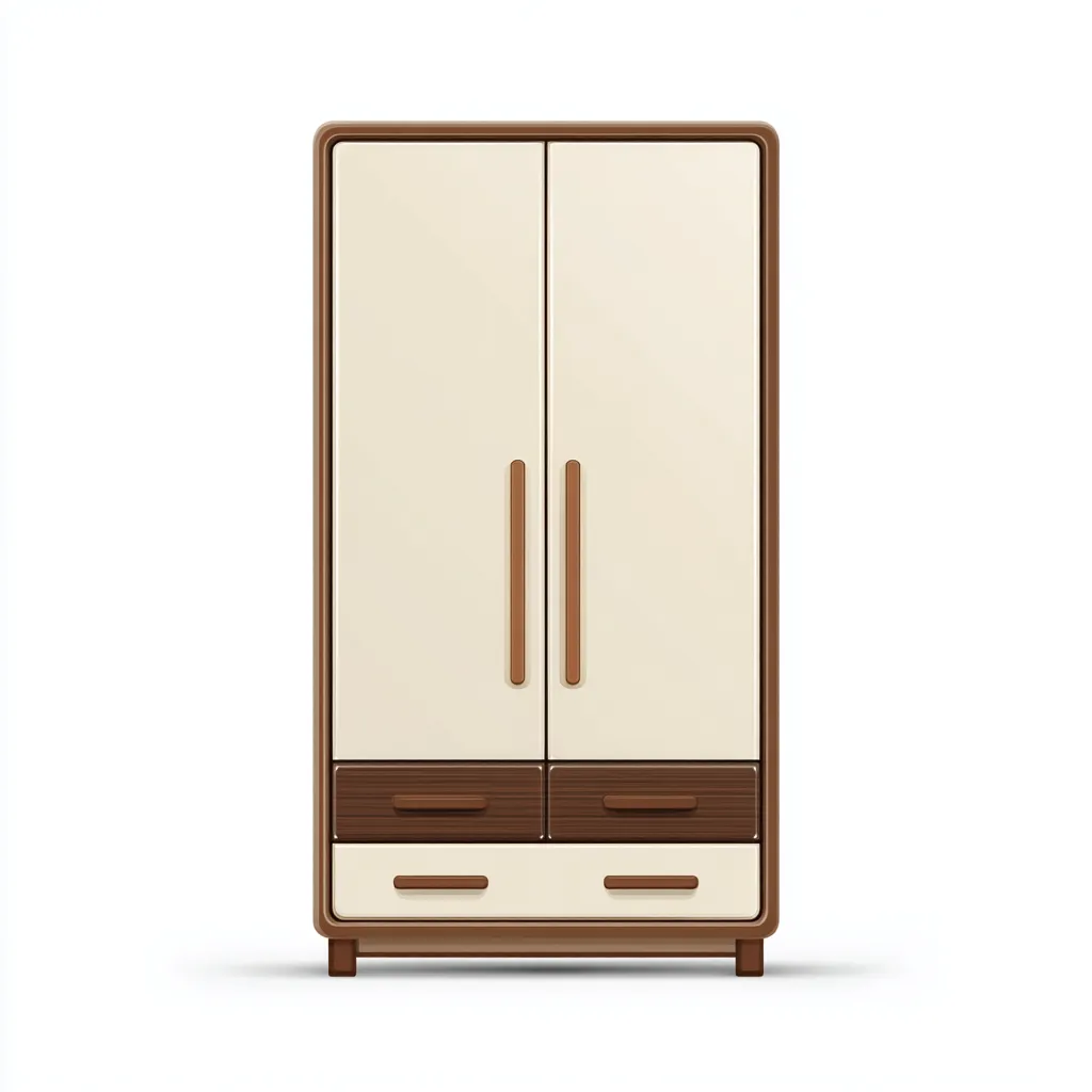 Armoire 2 portes 3 tiroirs 100x55x180 cm - beige et marron - style rétro-Dadorjanest