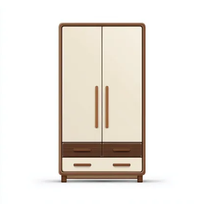 Armoire 2 portes 3 tiroirs 100x55x180 cm - beige et marron - style rétro-Dadorjanest