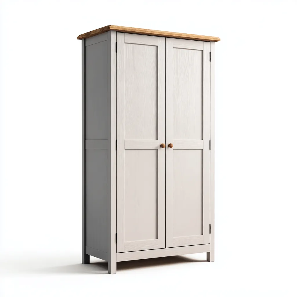 Armoire 2 portes en bois 90x45x180 cm blanc style classique-Dadorjanest
