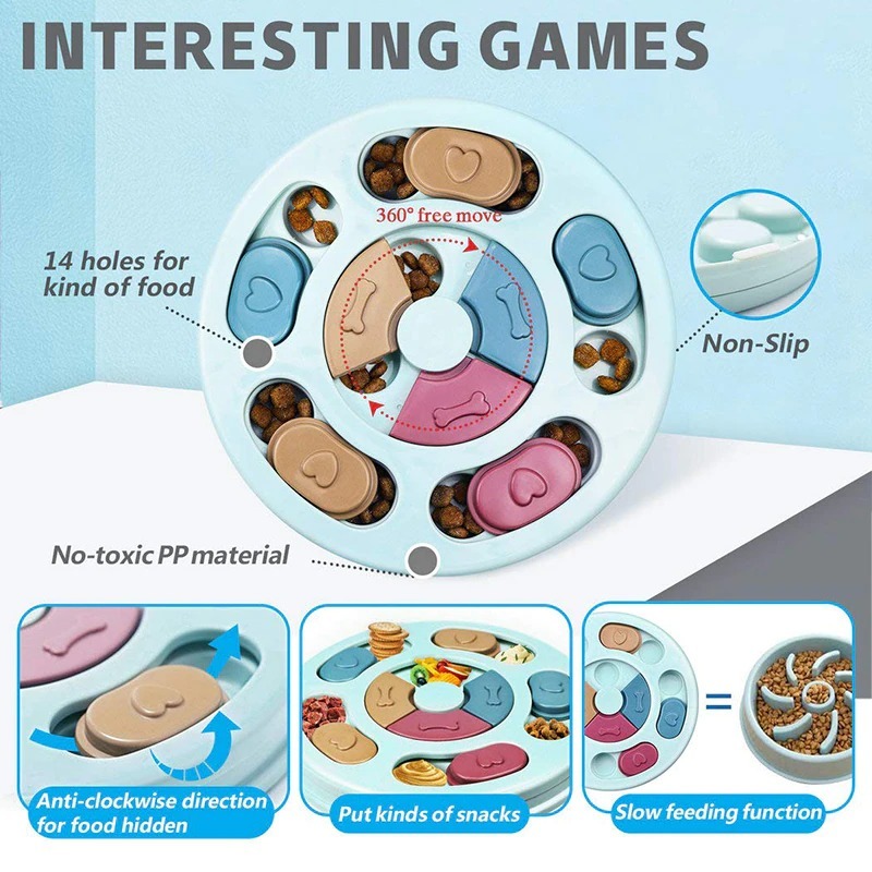 Dog Puzzle Feeder Toys Slow Feeder NonSlip Bowl