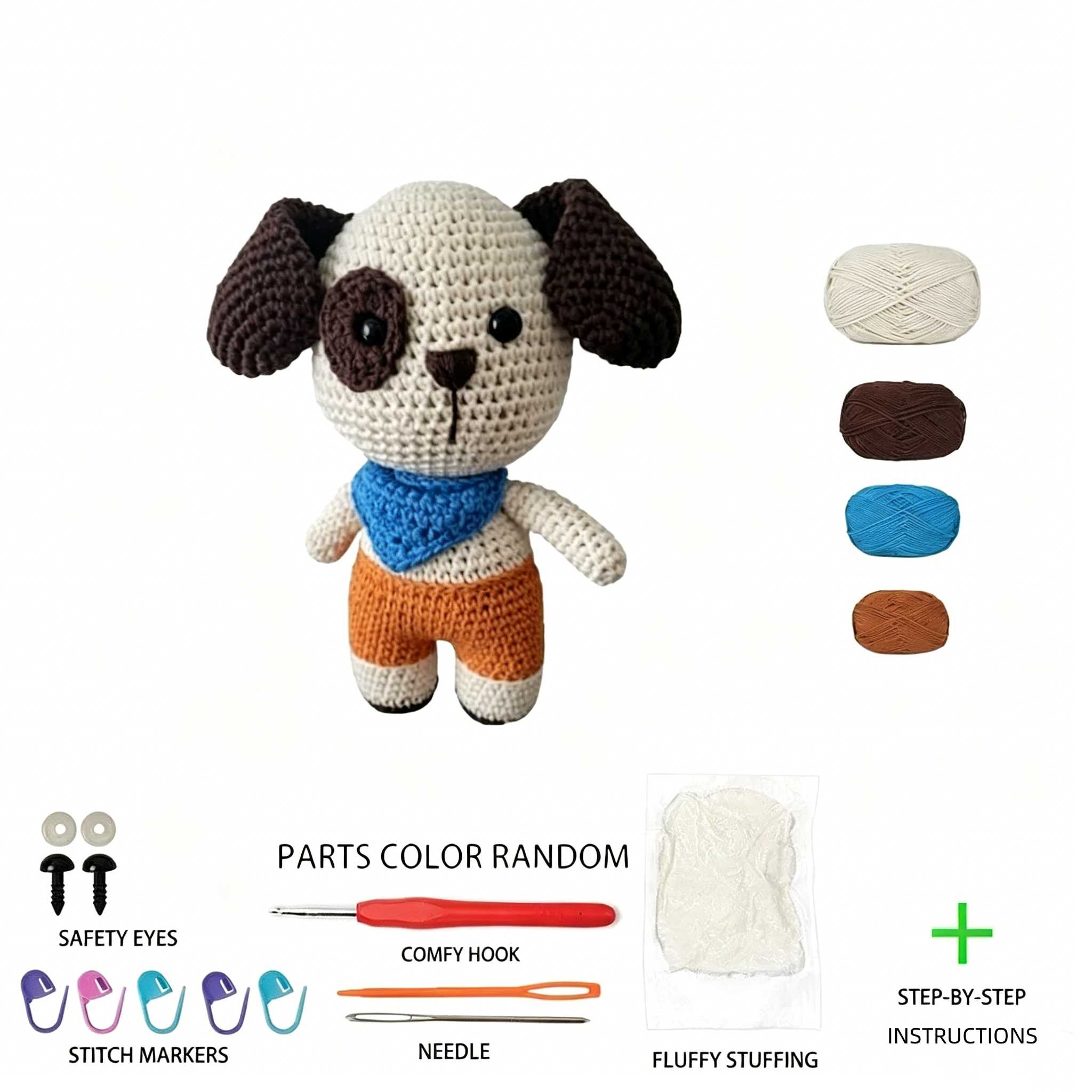 Adorable Puppy Crochet Kit, All-in-One Beginner Crochet Kit for Adults, DIY Amigurumi Dog Plush Toy Craft Set with Full Tools & Tutorial, Perfect for Birthday, Valentine's Day & Holiday Gifts, Cute Home Decoration Ornament-Hookcrafted