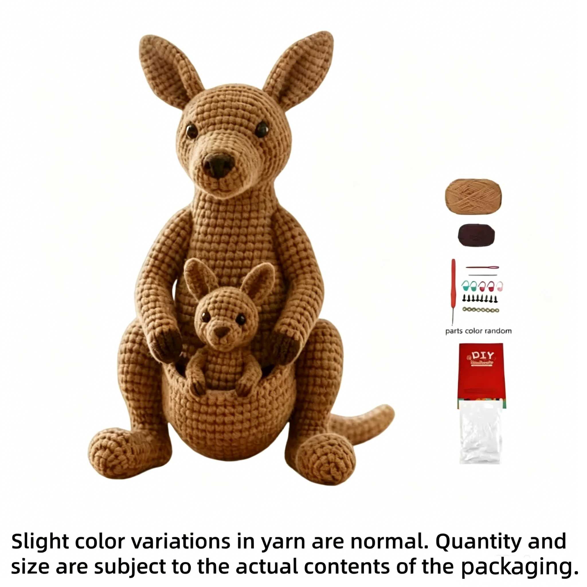Adorable Kangaroo Mom & Joey Crochet Kit | Complete DIY Amigurumi Stuffed Animal Set with Yarn, Hook & Step-by-Step Guide | Perfect Gift for Crocheters-Hookcrafted