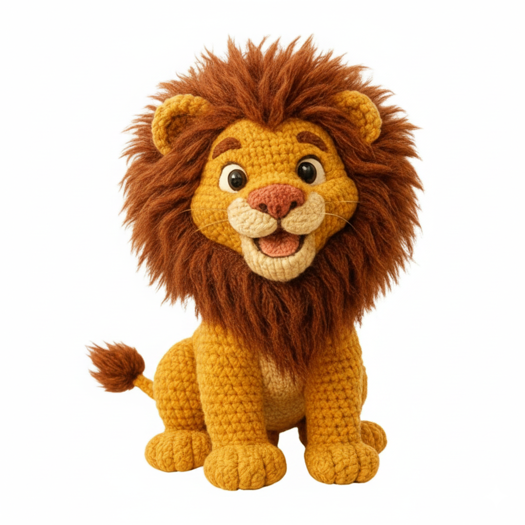Lion Crochet Kit for Beginners – DIY Amigurumi Lion Set with Yarn, Hook & Step-by-Step Video Tutorial, Easy Knitting Kit for Handmade Craft Lovers