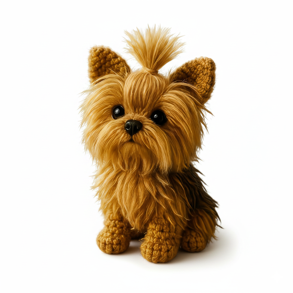 Golden Yorkie Crochet Kit – Beginner DIY Amigurumi Set with Yarn, Hook & Video Tutorial