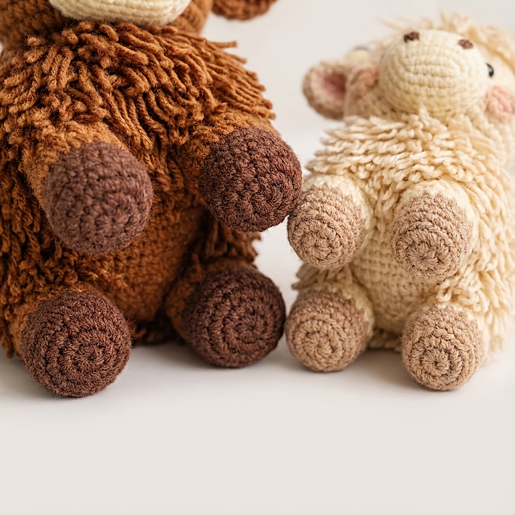 1pc Highland Cow Crochet Plush Kit for Beginners | DIY Amigurumi Stuffed Animal Set with Yarn, Hook & Step-by-Step Tutorial | Cozy Handmade Gift for Farm Lovers