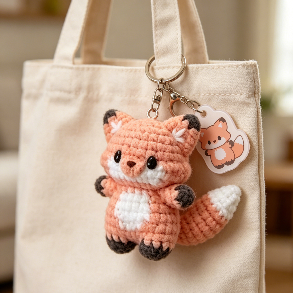 Beginner Friendly 3PCS Forest Animals Crochet Kit, Mini Red Panda, Raccoon & Fox Keychain Amigurumi Crochet Starter Kit with All Yarn, Hook, Needle & Accessories, Complete DIY Craft Set with Tutorial for Adults & Kids, Perfect Bag Charm & Handmade Gift