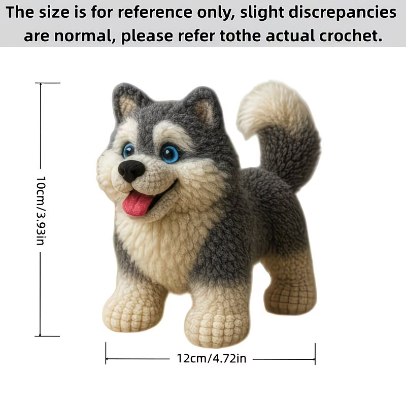Husky Crochet Plush Kit for Beginners | DIY Amigurumi Stuffed Animal Set with Yarn, Hook & Step-by-Step Tutorial | Cute Handmade Gift for Dog Lovers