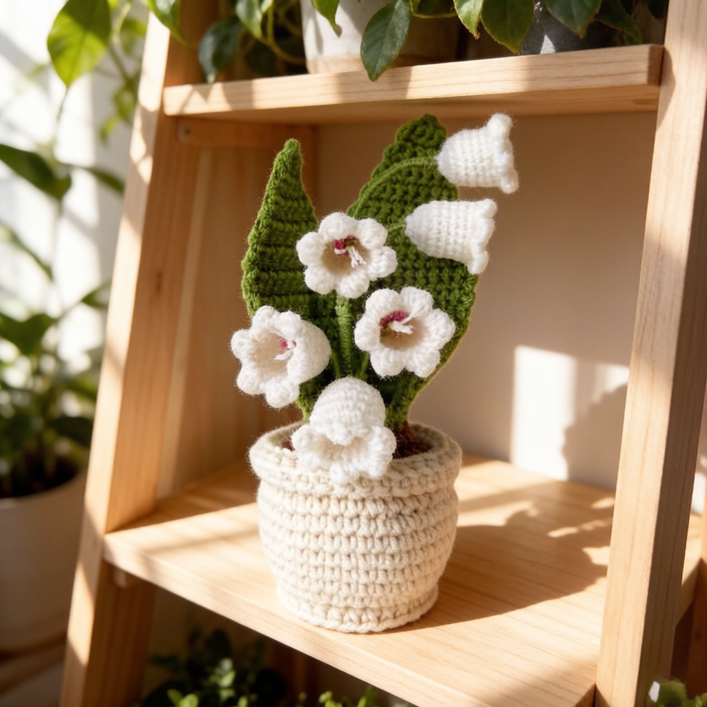 Beginner Friendly Lily of the Valley Crochet Kit, Potted Flower Amigurumi Crochet Starter Kit with Yarn, Hook, Needle & Accessories, Complete DIY Craft Set with Tutorial for Adults & Kids, Perfect Home Decor & Handmade Gift