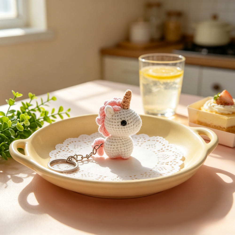 Beginner Friendly Unicorn Keychain Crochet Kit, Cute Mini Unicorn Amigurumi Crochet Starter Kit with Yarn, Hook, Needle & Accessories, Complete DIY Craft Set with Tutorial for Adults & Kids, Perfect Bag Charm & Handmade Gift