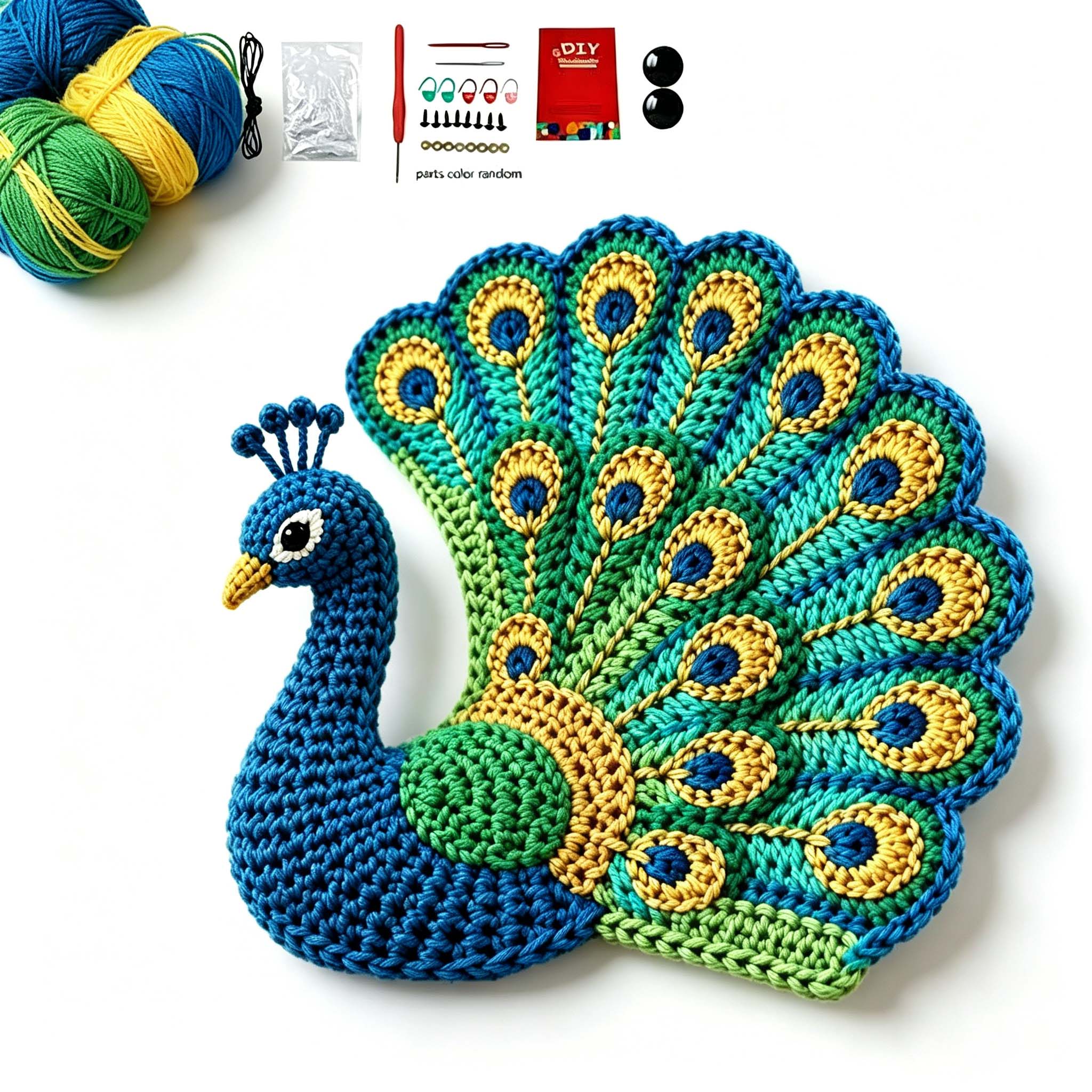 Crochet Kit for Beginners, DIY Peacock Amigurumi Crochet Kit with Step-by-Step Instructions, Complete Starter Kit with Yarn, Hooks & Accessories for Adults Kids, Handmade Craft Gift