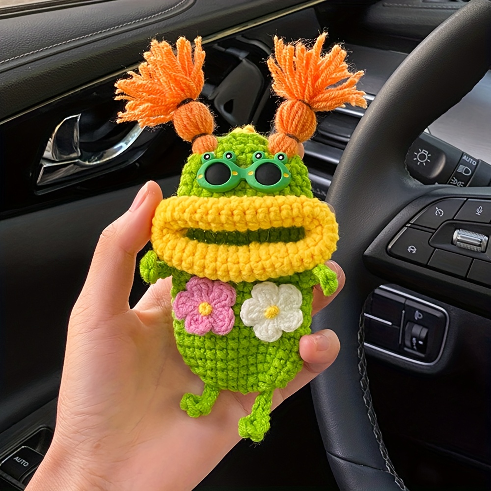 Women's Cute Monster Key Holder & Car Key Case - Soft Plush-like Texture with Heart Eyes & Monster Face - Red/Blue/Green Car Key Protector, Gift for Female Drivers, Keychain Accessory (Compatible with Most Keys)-Hookcrafted