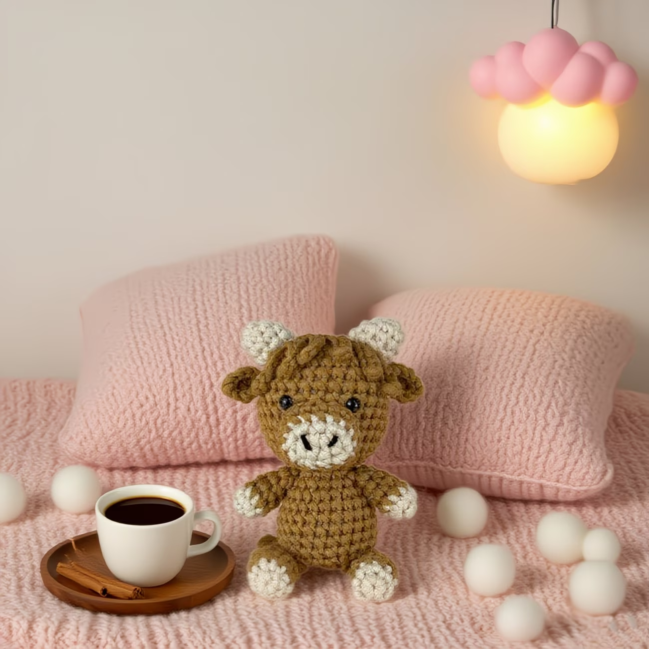 Cute Brown Cow Crochet Plush Kit for Beginners | DIY Amigurumi Stuffed Animal Set with Yarn, Hook & Step-by-Step Tutorial | Sweet Handmade Gift for Farm Lovers