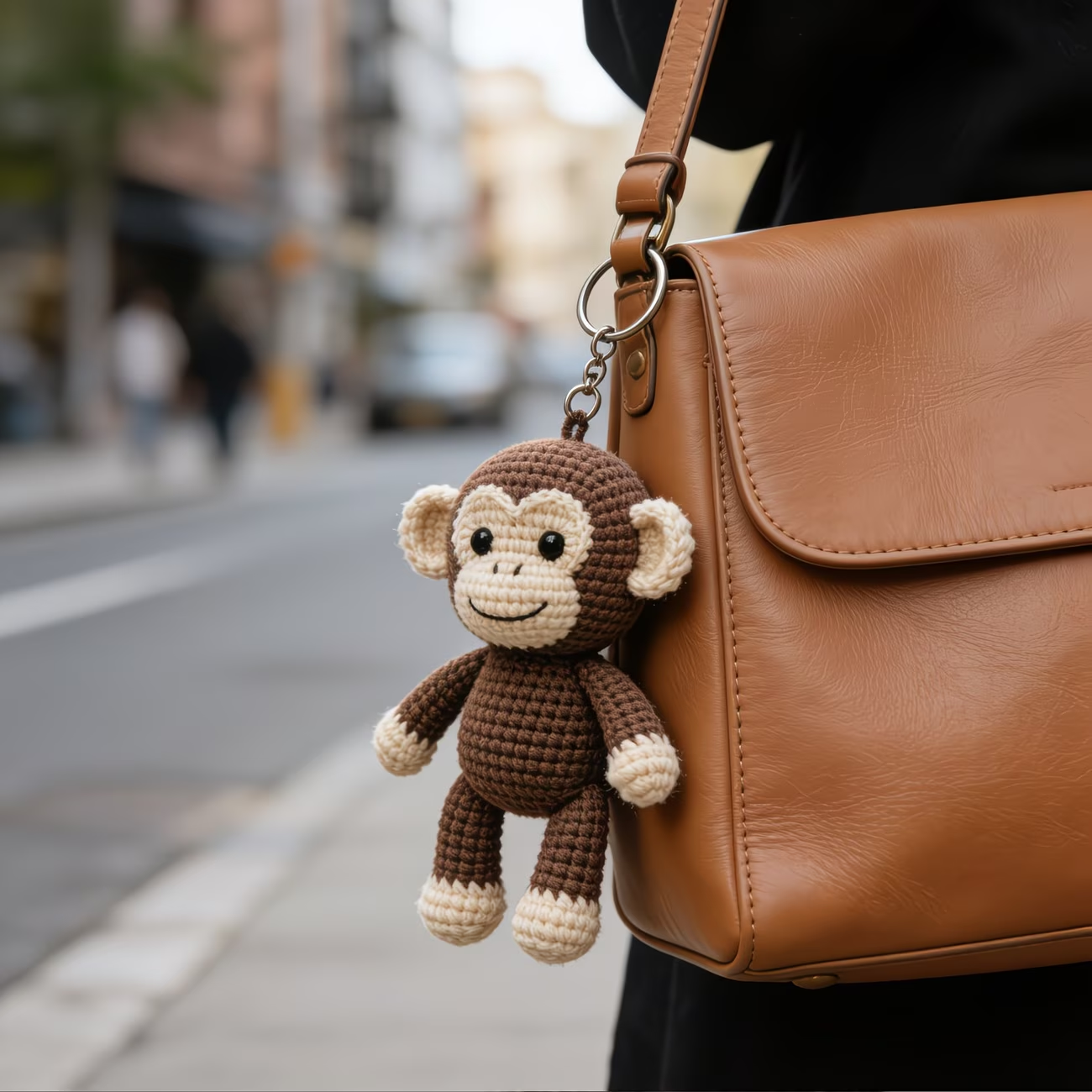 Cute Monkey Keychain Crochet Plush Kit for Beginners | DIY Amigurumi Stuffed Animal Set with Yarn, Hook & Step-by-Step Tutorial | Sweet Handmade Gift for Animal Lovers
