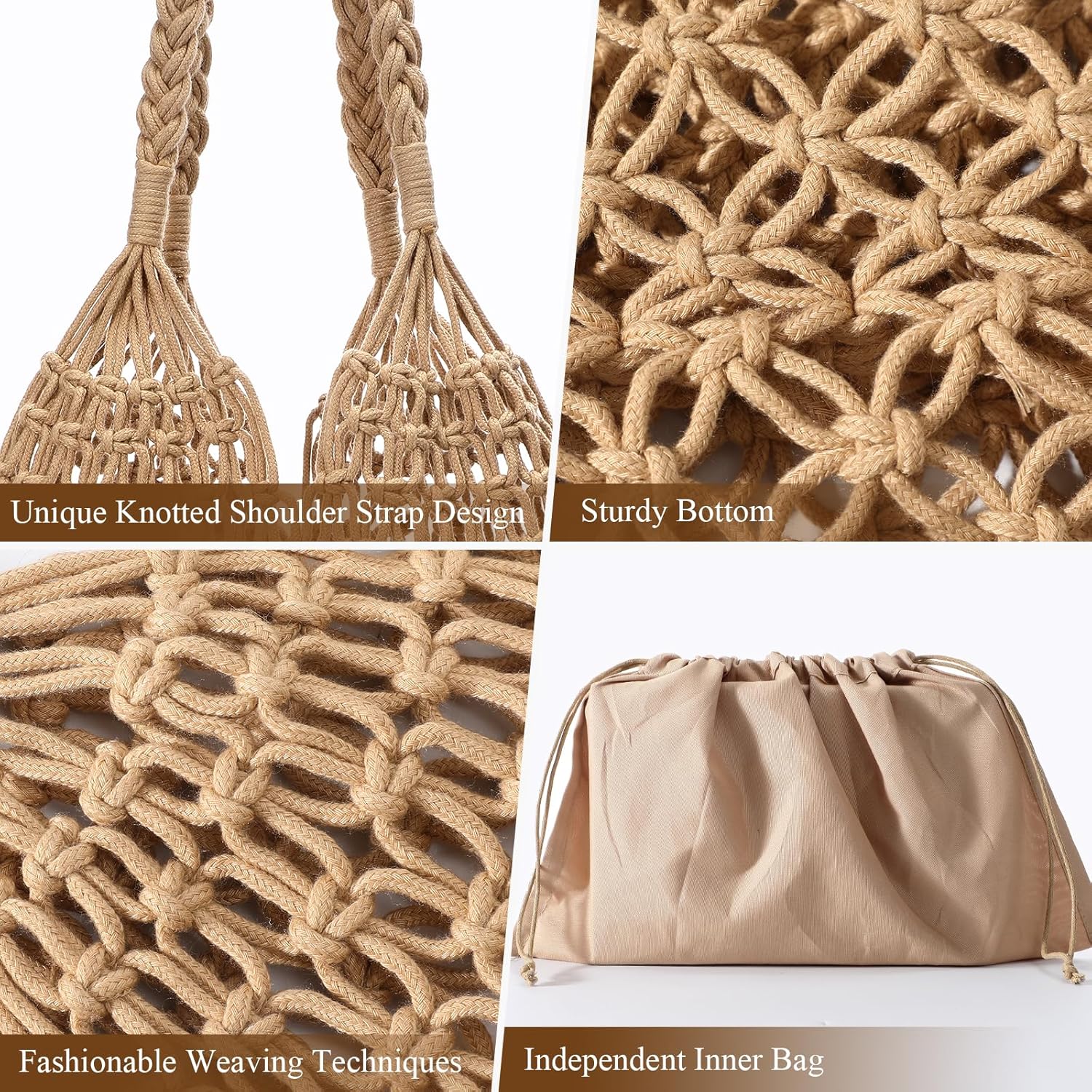 Crochet Beach Bags for Women - Women Beach Handmade Tote Bag, Summer Mesh Hollow Shoulder Bag for Holiday Market
