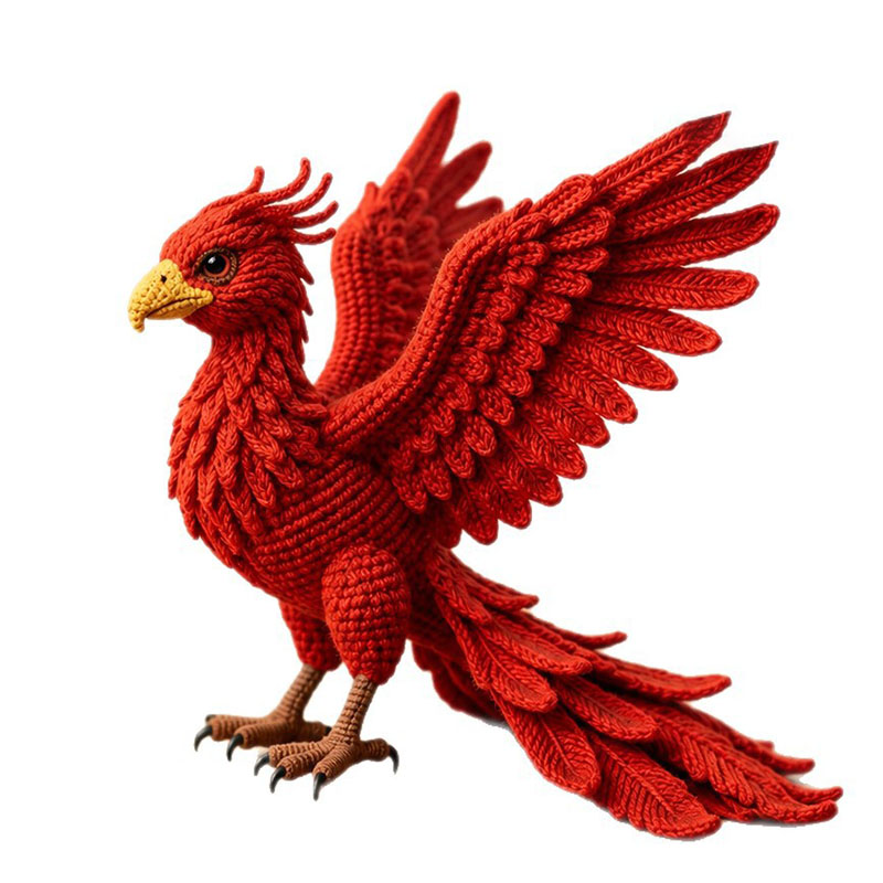 Crochet Kit for Beginners, DIY Phoenix Amigurumi Crochet Kit with Step-by-Step Instructions, Complete Starter Kit with Yarn, Hooks & Accessories for Adults Kids, Handmade Craft Gift