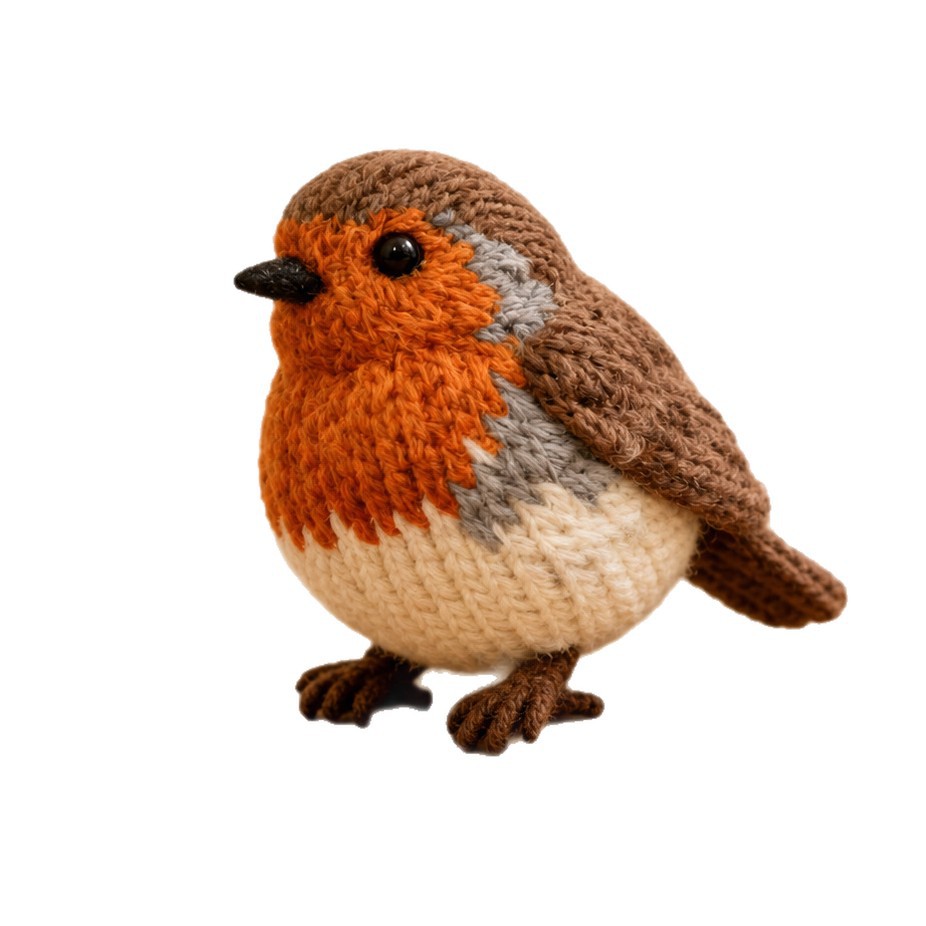 Crochet Kit for Beginners, DIY European Robin Amigurumi Crochet Kit with Step-by-Step Instructions, Complete Starter Kit with Yarn, Hooks & Accessories for Adults Kids, Handmade Craft Gift
