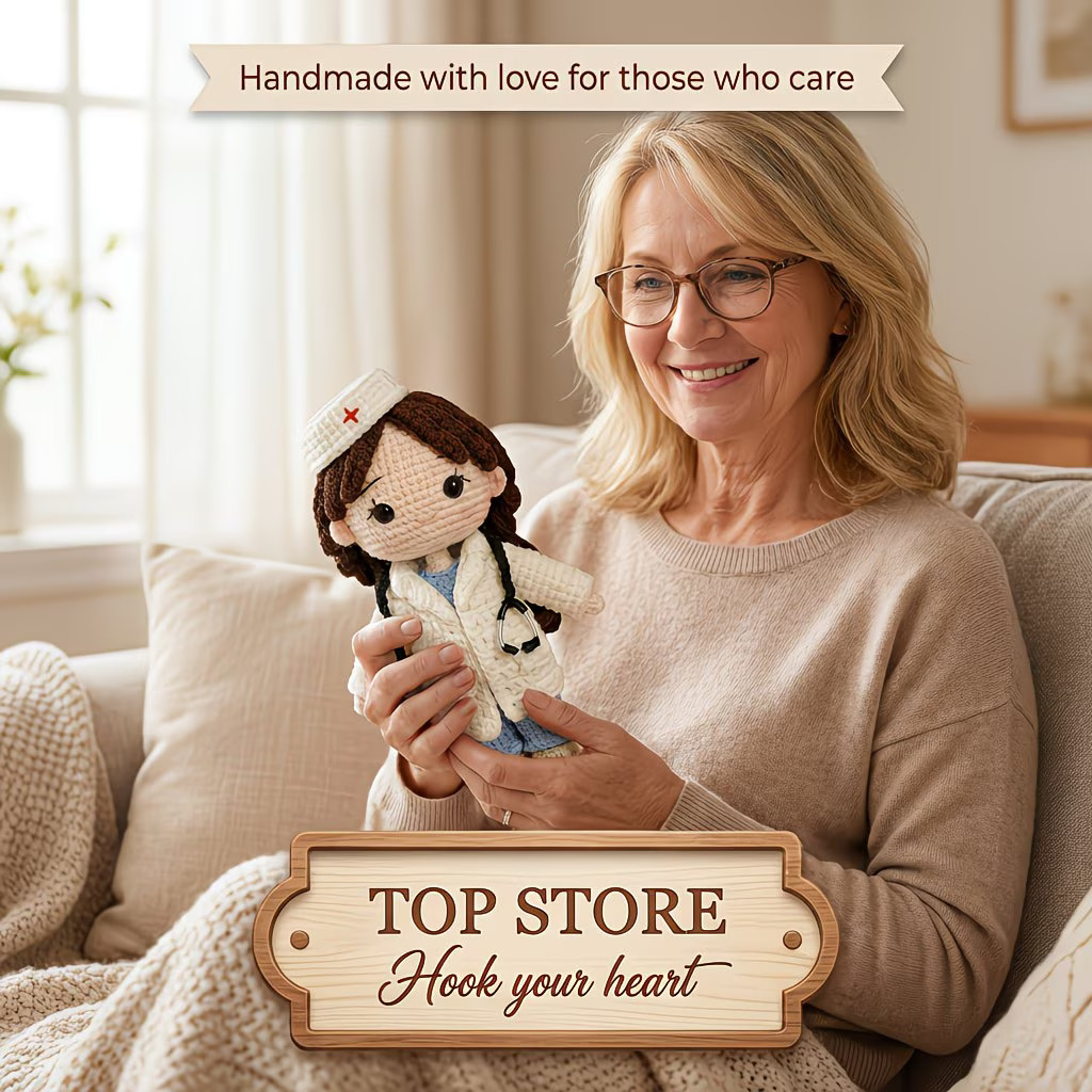 Caring Nurse Crochet Amigurumi Kit for Beginners | DIY Amigurumi Set with Yarn, Hook & Step-by-Step PDF Tutorial | Gift for Birthdays & Couples
