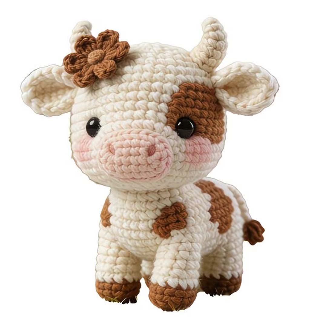 DIY Amigurumi Crochet Kit for Beginners - Make Your Own Cute Cow Doll with Yarn, Hook & English Instructions. Perfect for Keychains, Car Decor, and Handmade Gifts for Birthdays, Valentine's, and Mother's Day., Complete Amigurumi Crochet Kit