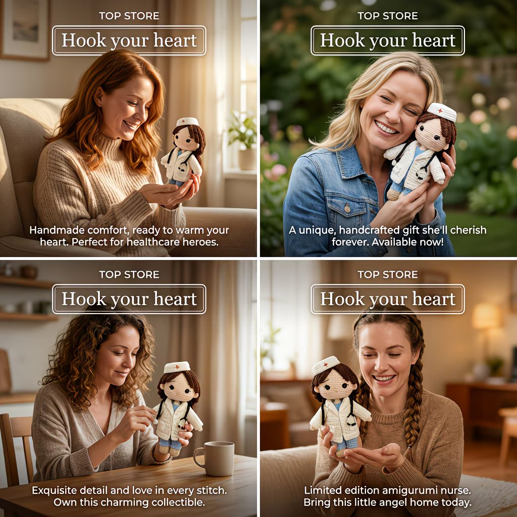 Caring Nurse Crochet Amigurumi Kit for Beginners | DIY Amigurumi Set with Yarn, Hook & Step-by-Step PDF Tutorial | Gift for Birthdays & Couples