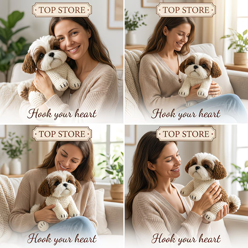 Cute Puppy Crochet Kit for Beginners | DIY Amigurumi Dog Set with Yarn, Hook & Video Tutorial | Adorable Handmade Gift for Dog Lovers