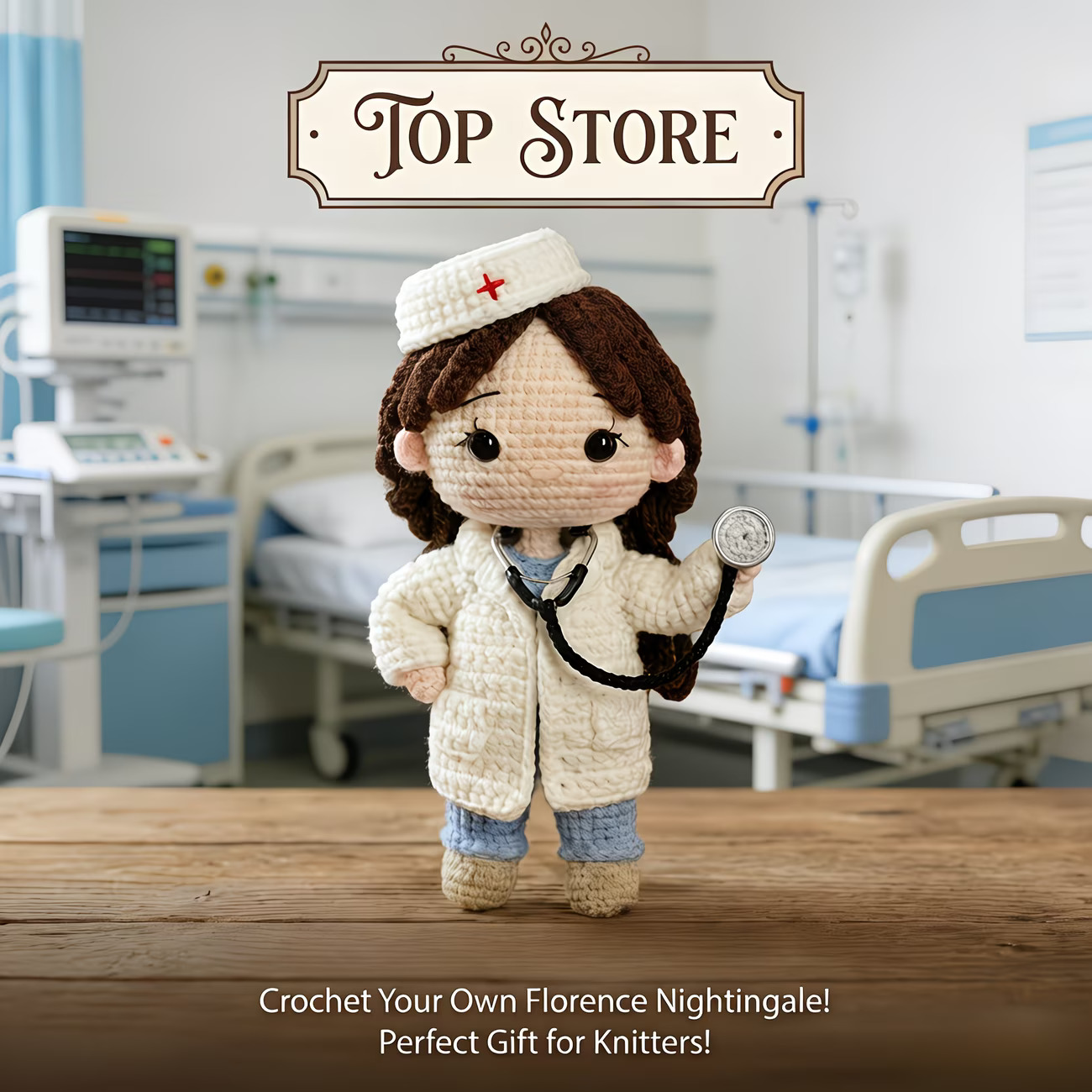 Caring Nurse Crochet Amigurumi Kit for Beginners | DIY Amigurumi Set with Yarn, Hook & Step-by-Step PDF Tutorial | Gift for Birthdays & Couples