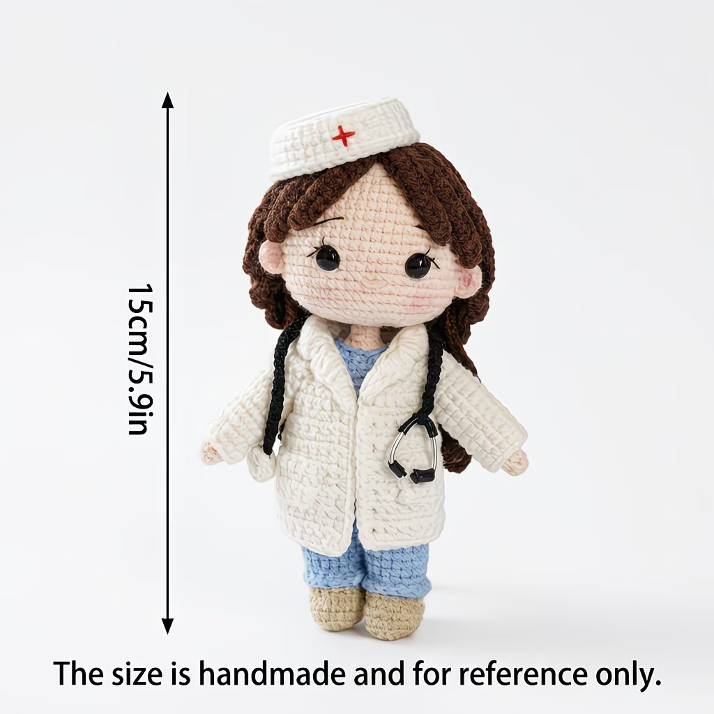 Caring Nurse Crochet Amigurumi Kit for Beginners | DIY Amigurumi Set with Yarn, Hook & Step-by-Step PDF Tutorial | Gift for Birthdays & Couples