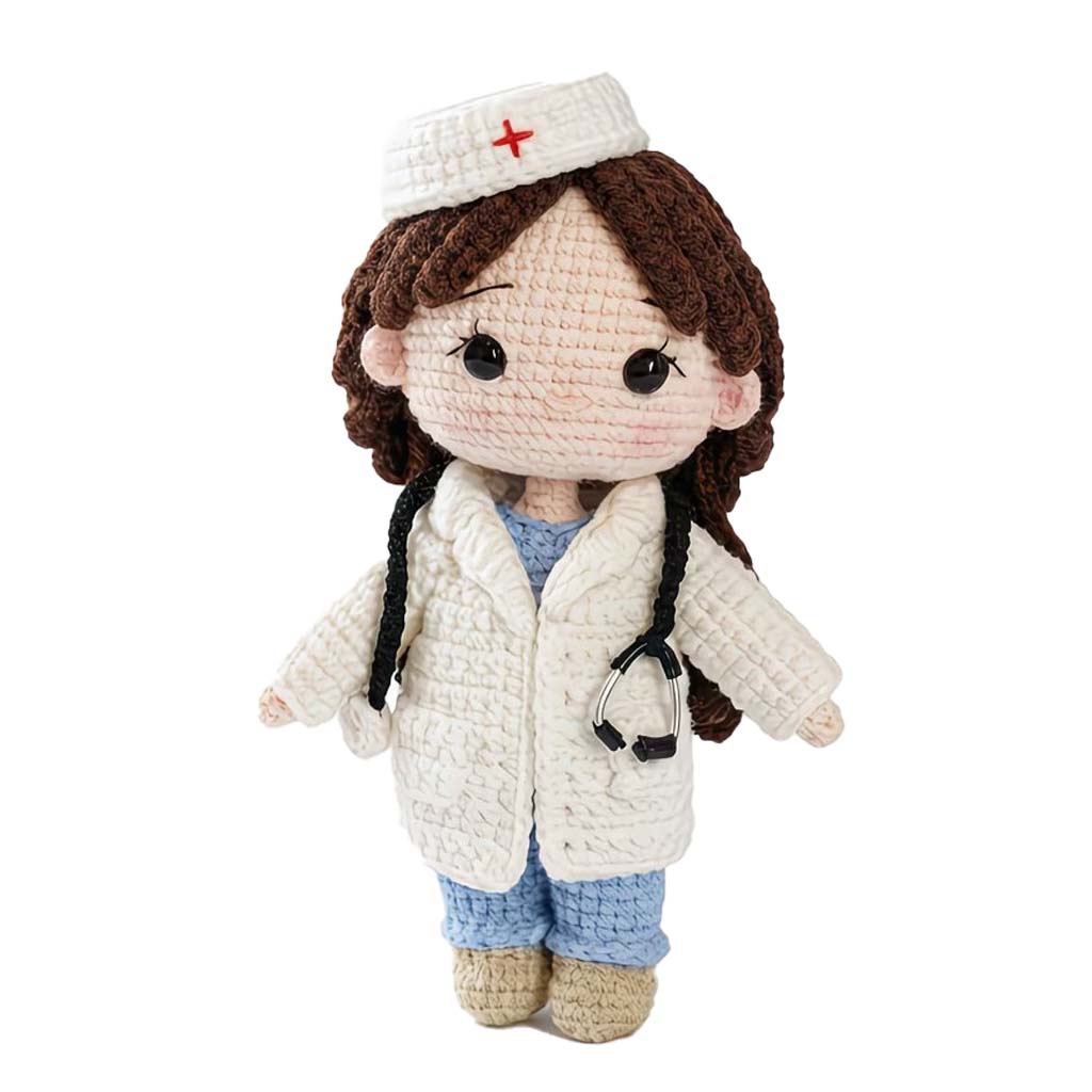 Caring Nurse Crochet Amigurumi Kit for Beginners | DIY Amigurumi Set with Yarn, Hook & Step-by-Step PDF Tutorial | Gift for Birthdays & Couples