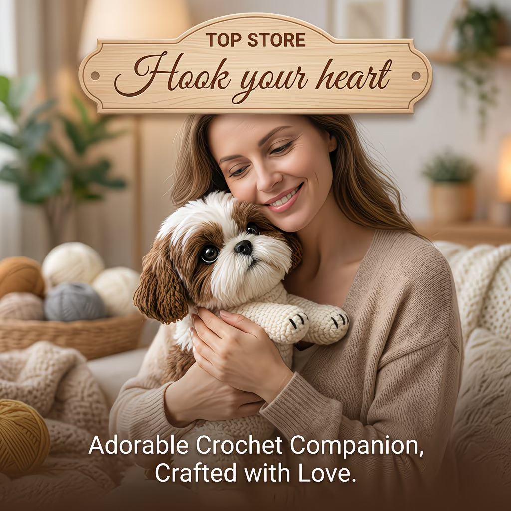 Cute Puppy Crochet Kit for Beginners | DIY Amigurumi Dog Set with Yarn, Hook & Video Tutorial | Adorable Handmade Gift for Dog Lovers