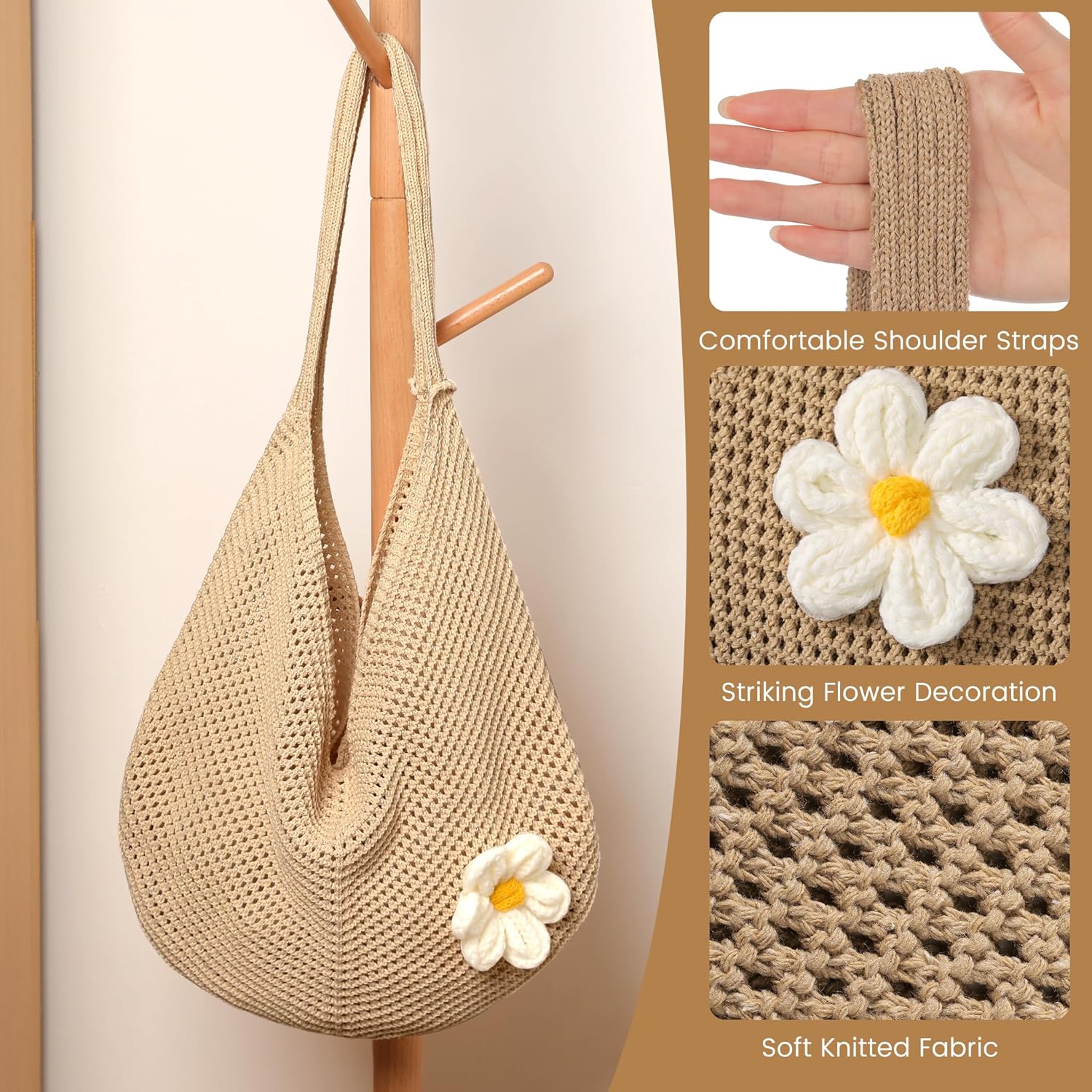 Crochet Beach Bags for Women, Summer Beach Tote Bag, Mesh Cute Beach Purse, Aesthetic Knit Bag Handbag Shoulder Bag