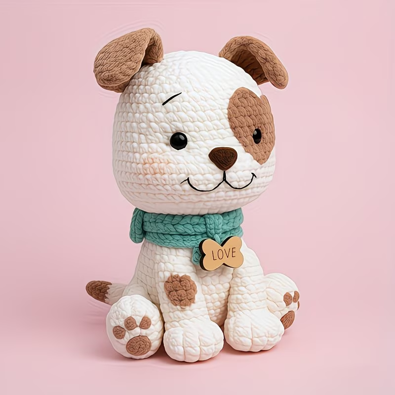 Cute Puppy Crochet Plush Kit for Beginners | DIY Amigurumi Stuffed Animal Set with Yarn, Hook & Step-by-Step Tutorial | Sweet Handmade Gift for Dog Lovers-Hookcrafted