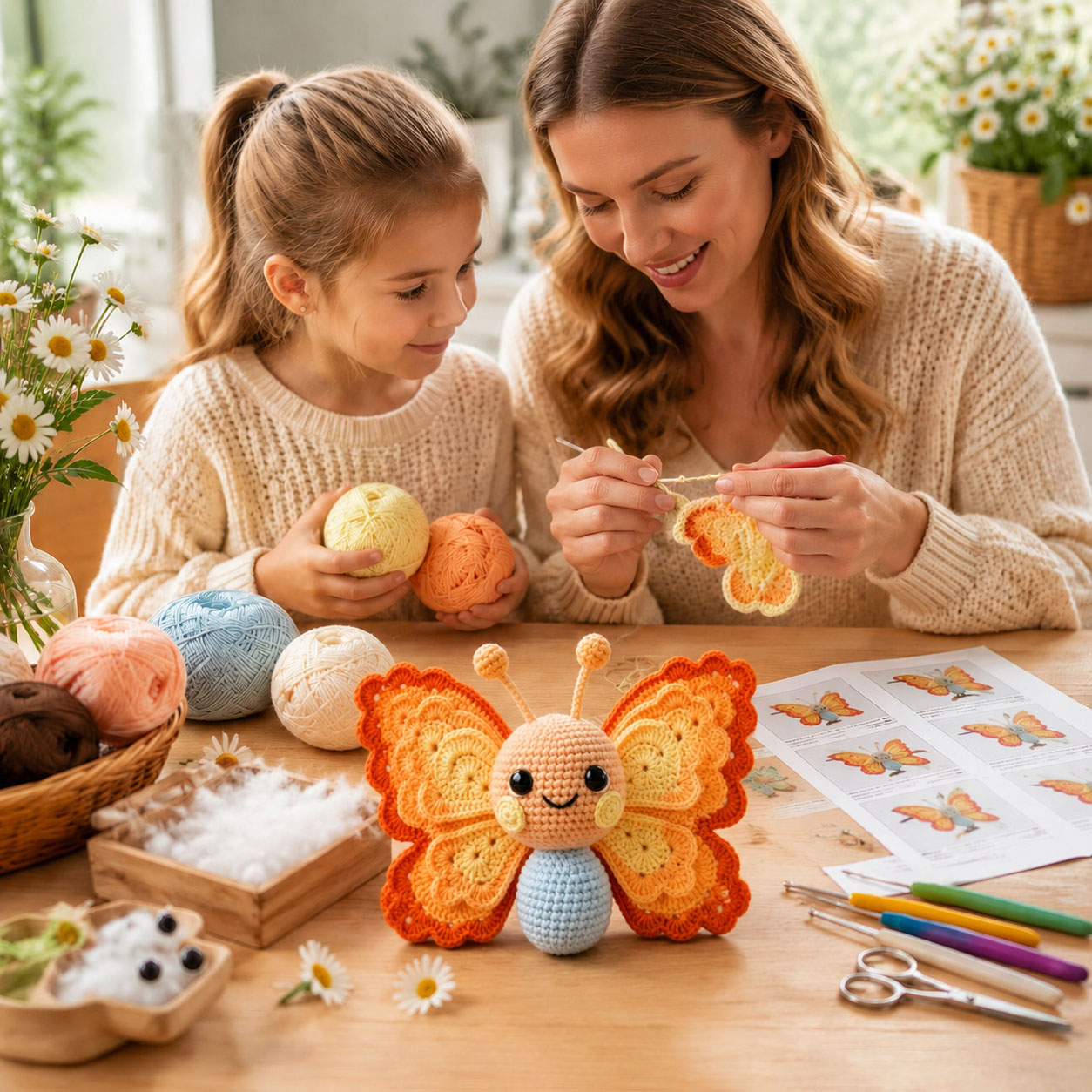 Crochet Kit for Beginners, DIY Cute Butterfly Amigurumi Crochet Kit with Step-by-Step Instructions, Complete Starter Kit with Yarn, Hooks & Accessories for Adults Kids, Handmade Craft Gift